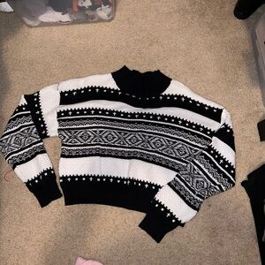 Forever 21 Black and White Geometric Turtleneck Sweater